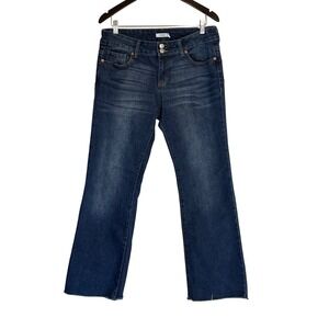 S.O.N.G. Women's Blue Denim Bootcut Jeans with Frayed Hem Size 13/31
